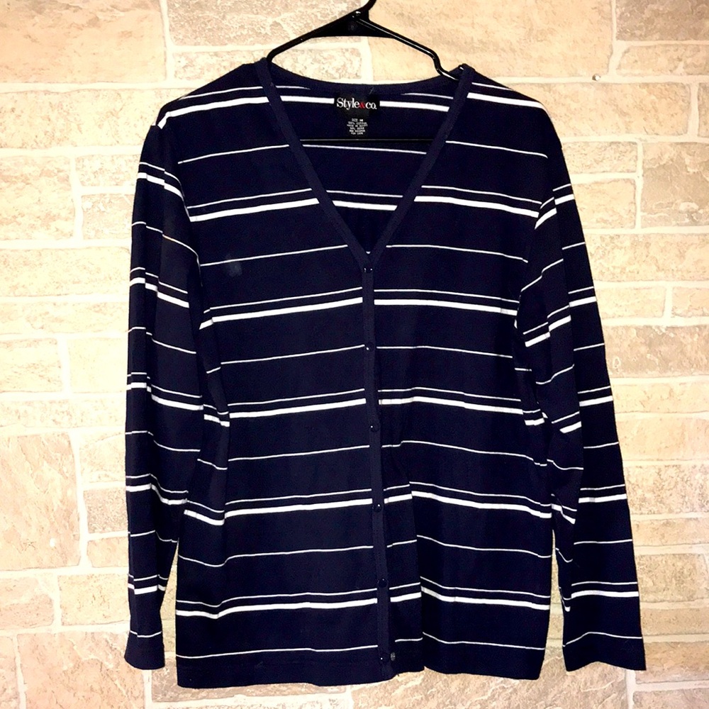 ✅Style & Co Striped Button Down Sweater